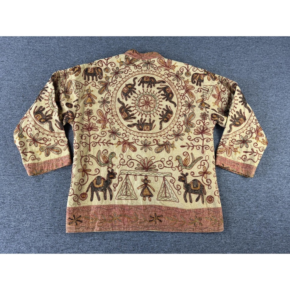 Vintage Orvis Jacket Womens L Embroidered Animal Boho Toggle Festival Elephant